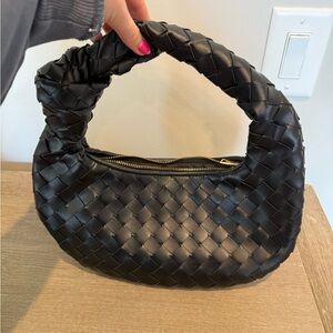 Elegant Black Woven Handbag